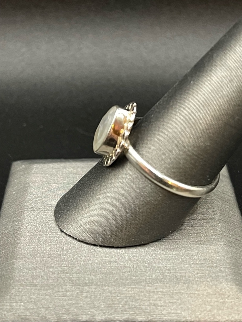 Sterling Silver Teardrop Moonstone Ring in White - Picture 3 of 6